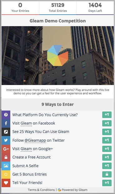Gleam marketing app to run contest