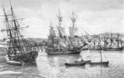 A painting of 18th century ships