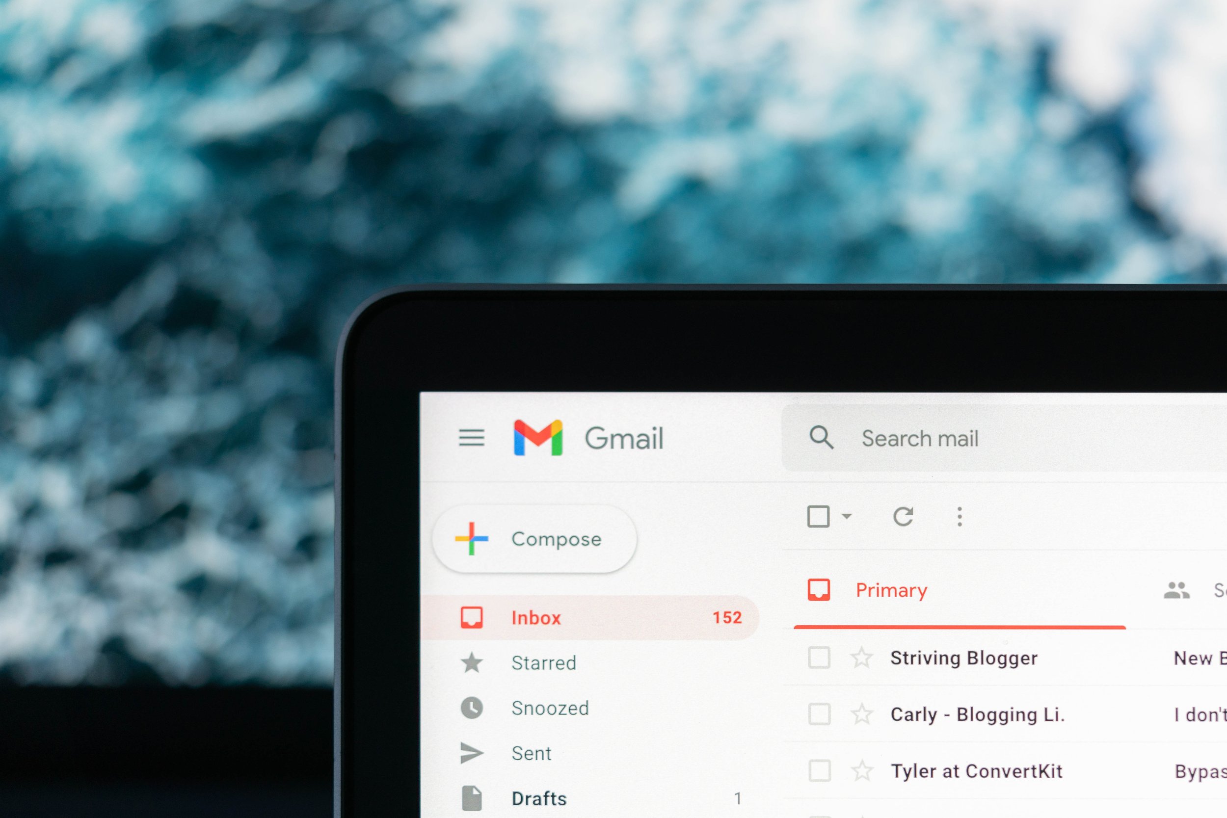 Gmail Interface on laptop