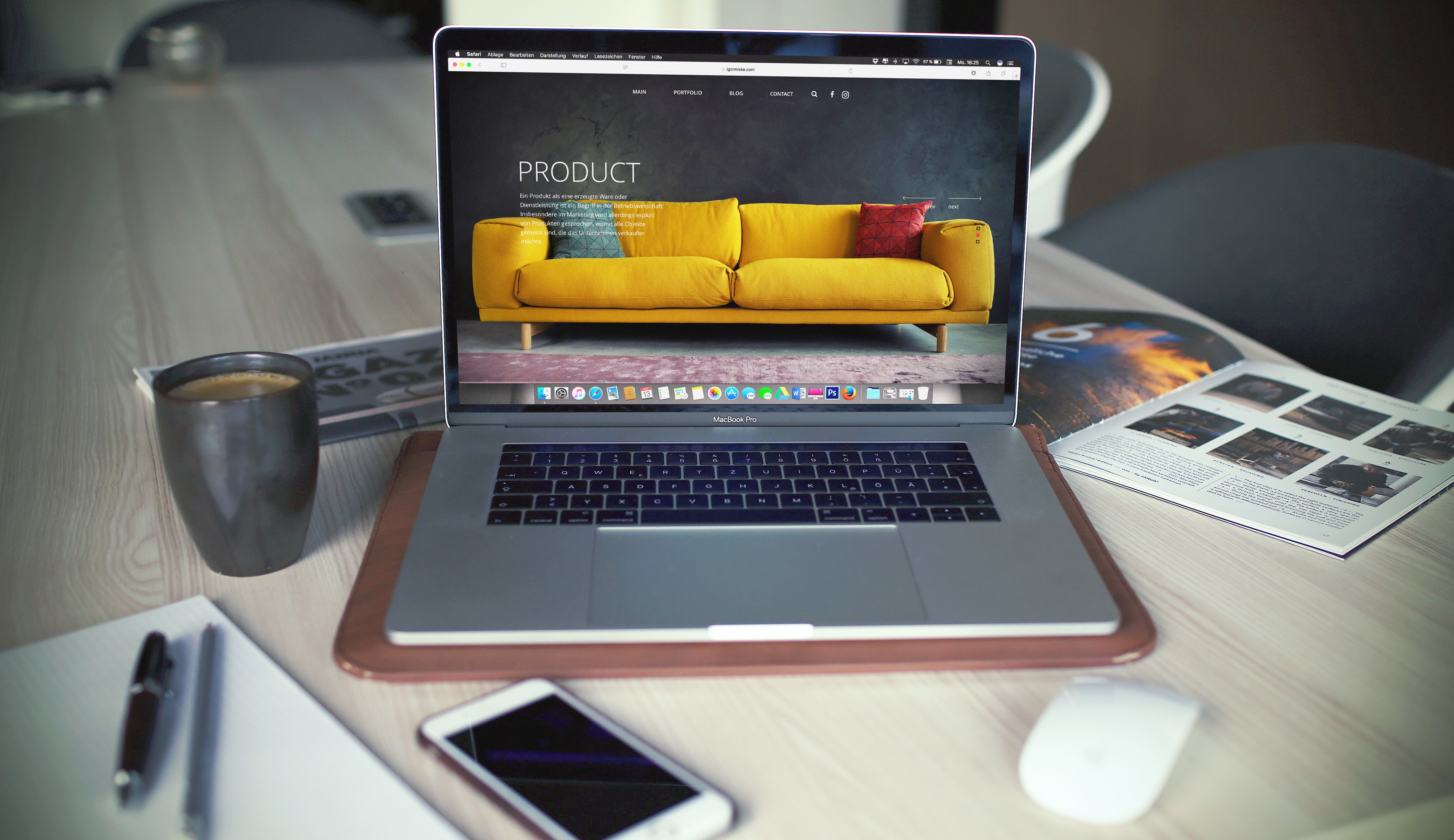 Product page website opend on macbook pro