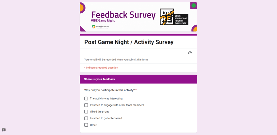 StraightArrow Game Night Survey