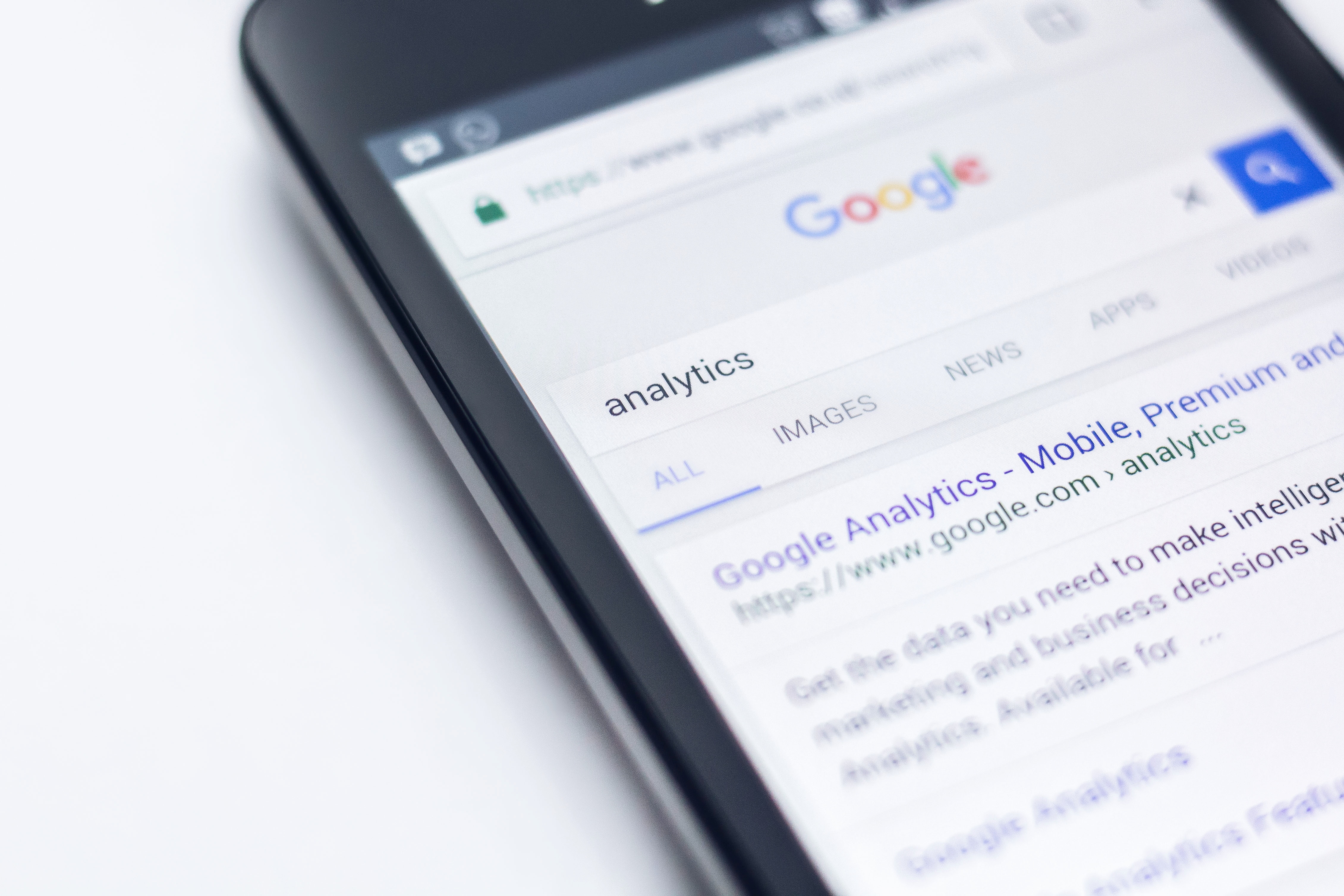 Mobile search results for analytics